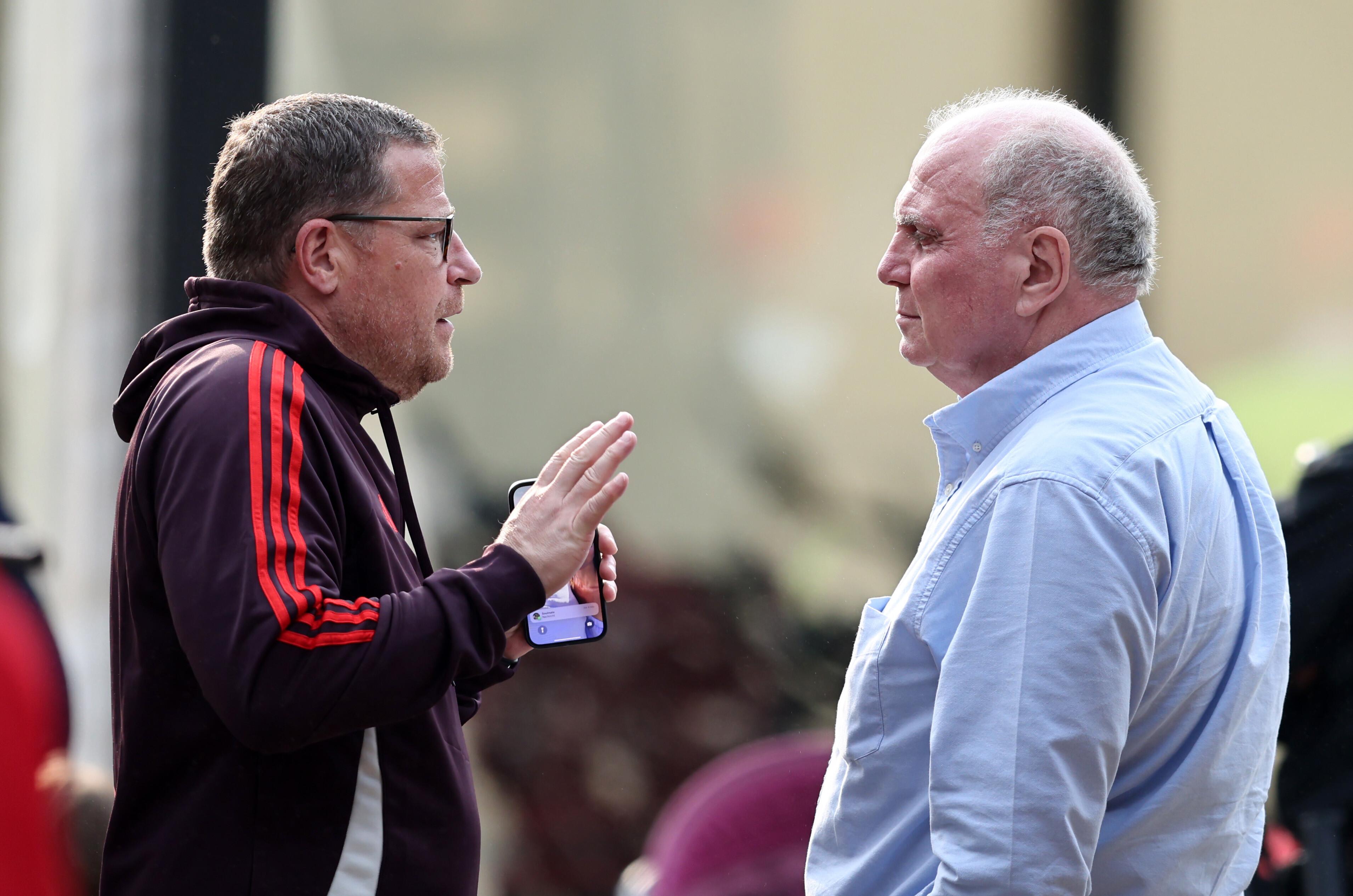 FC-Bayern-Sportvorstand Max Eberl und FCB-Ehrenpräsident Uli Hoeneß