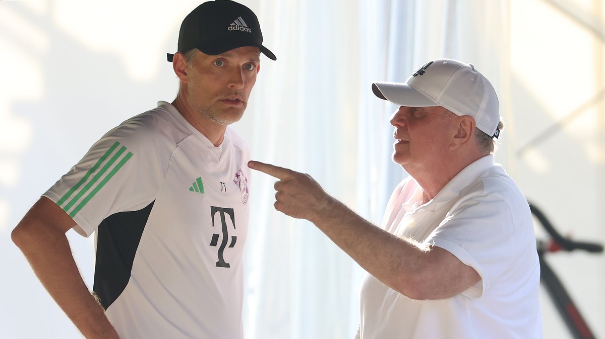 FC-Bayern-Trainer Thomas Tuchel mit Uli Hoeneß