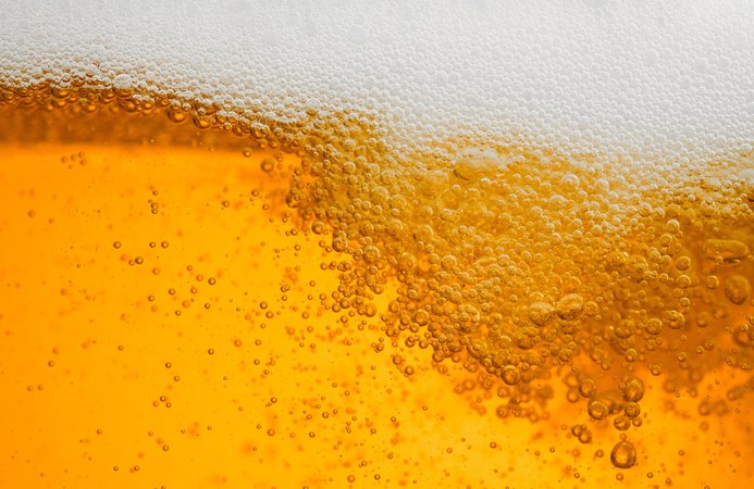 Bier mit Schaum in einem Glas.
