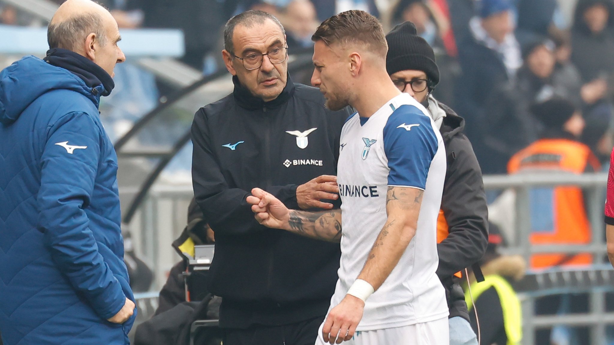 Lazio-Rom-Trainer Maurizio Sarri und sein Kapitän Ciro Immobile