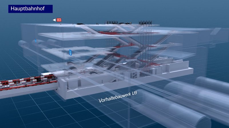 Interims-Hauptbahnhof München - bis 2026 soll er fertig sein | Bild: Bayerischer Rundfunk 2024 Interims-Hauptbahnhof München - bis 2026 soll er fertig sein