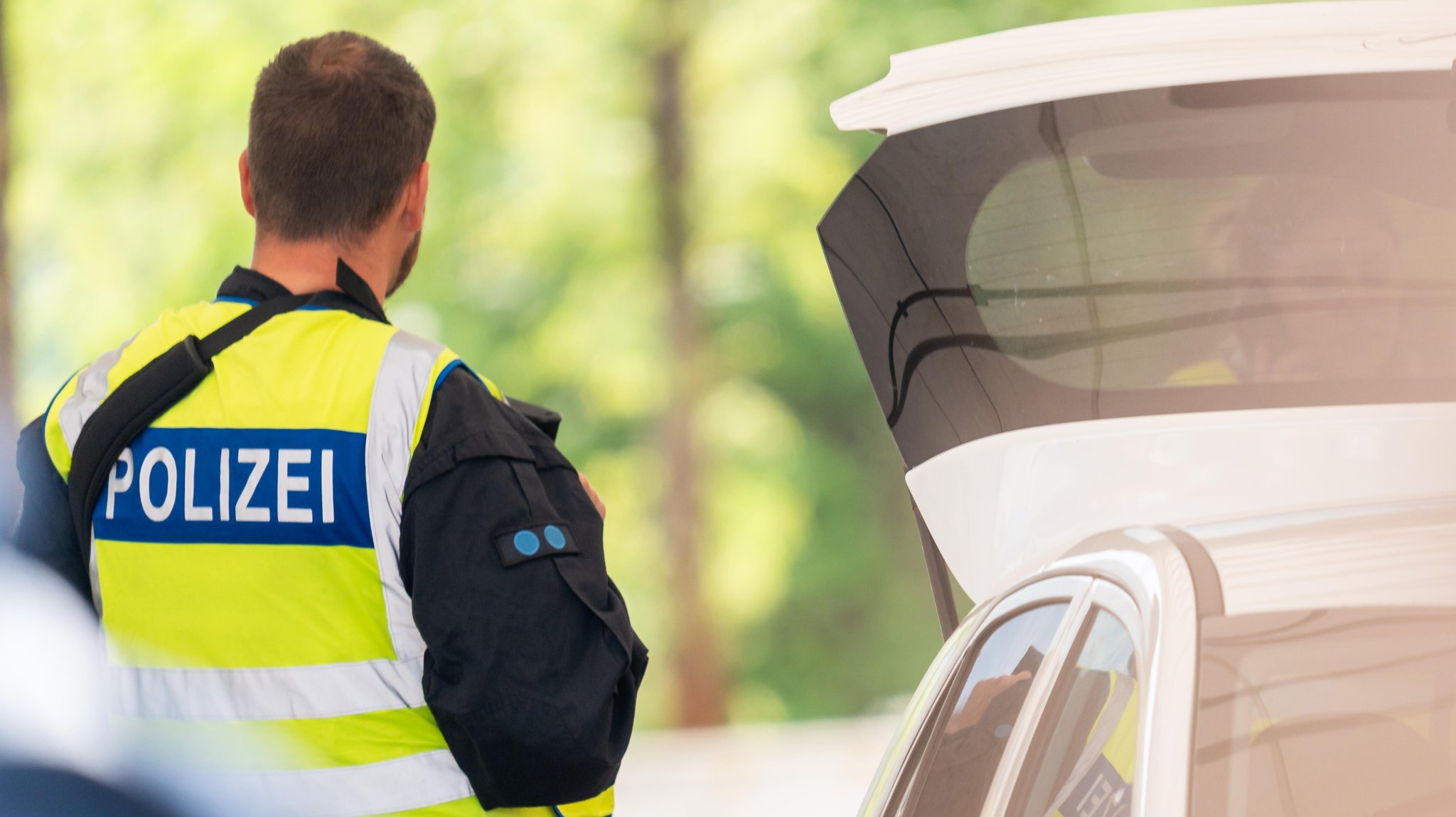 Grenzkontrolle der Bundespolizei an der Kontrollstelle Kiefersfelden