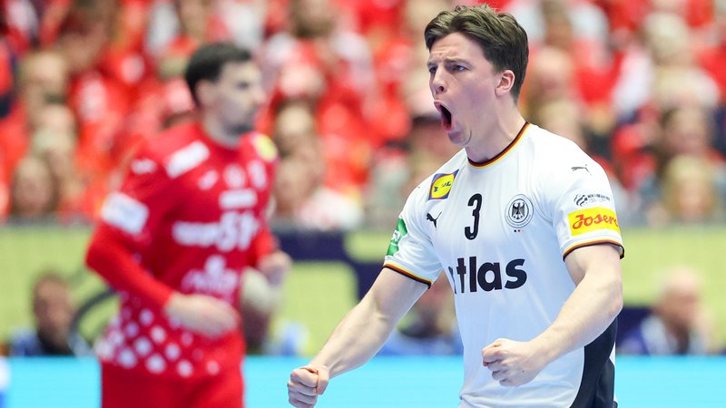 Nils Lichtlein jubelt im Spiel gegen Kroatien | Bild: picture alliance / PIXSELL | Sanjin Strukic Nils Lichtlein jubelt im Spiel gegen Kroatien