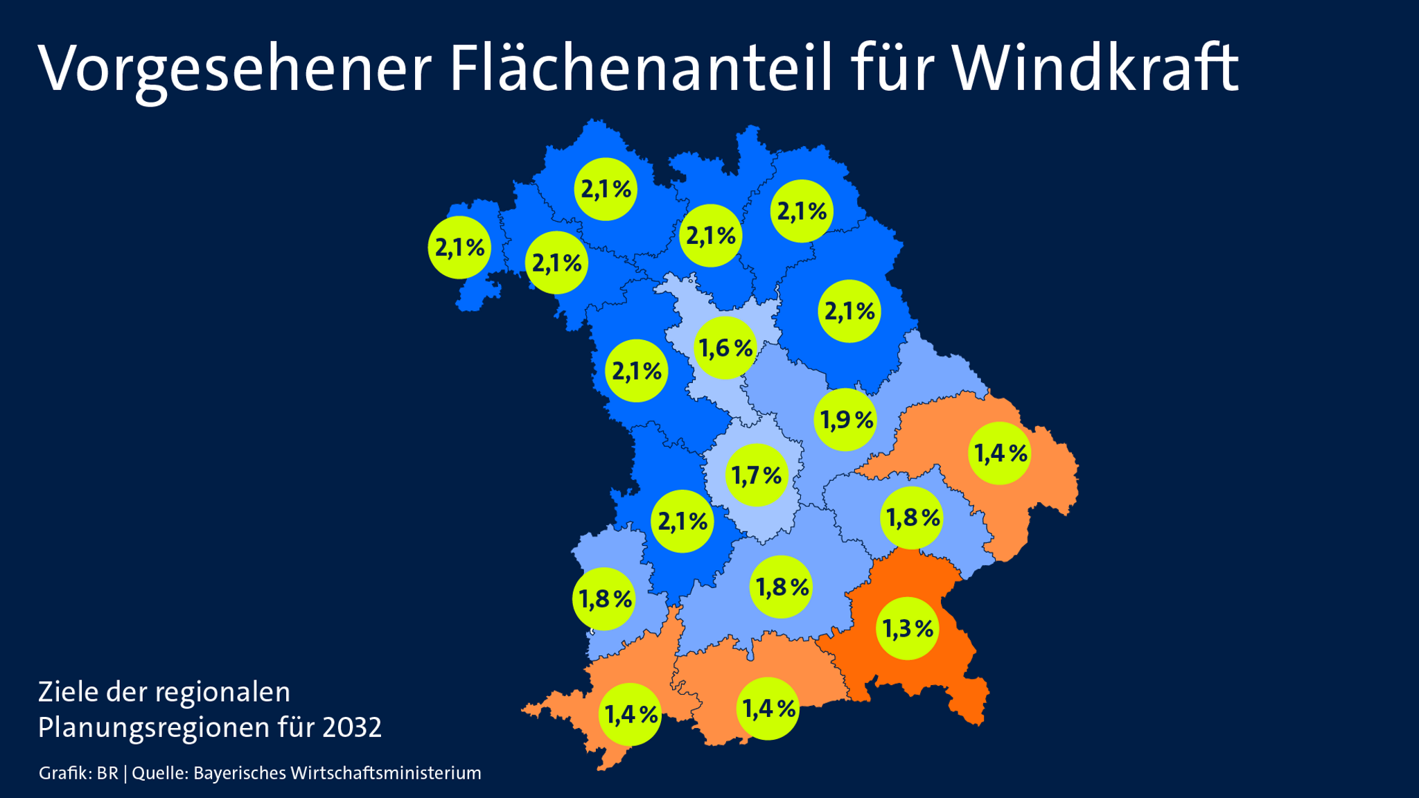 Karte "Vorgesehener Flächenanteil für Windkraft"