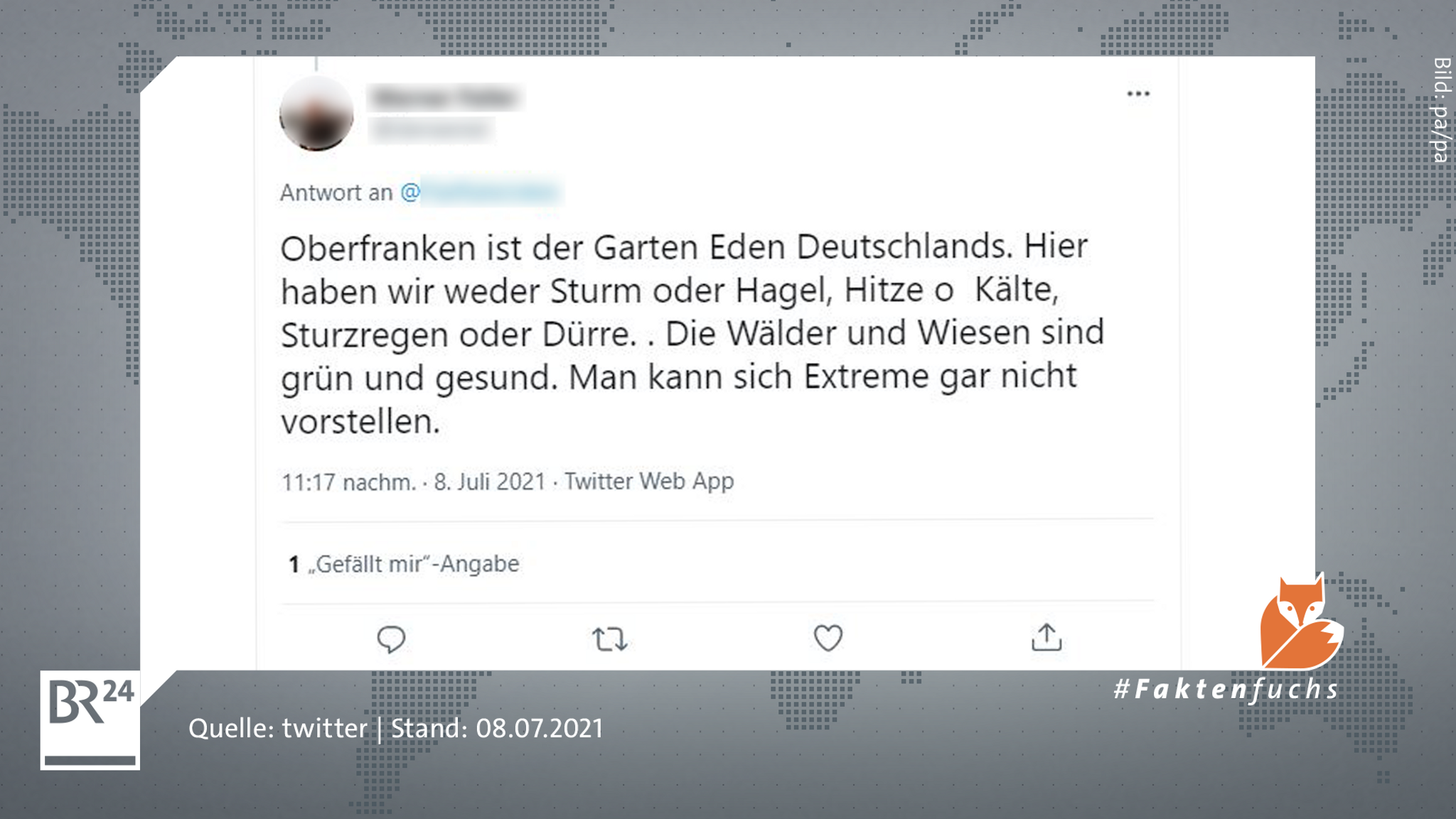 Tweet: Oberfranken als klimatologischer Garten Eden