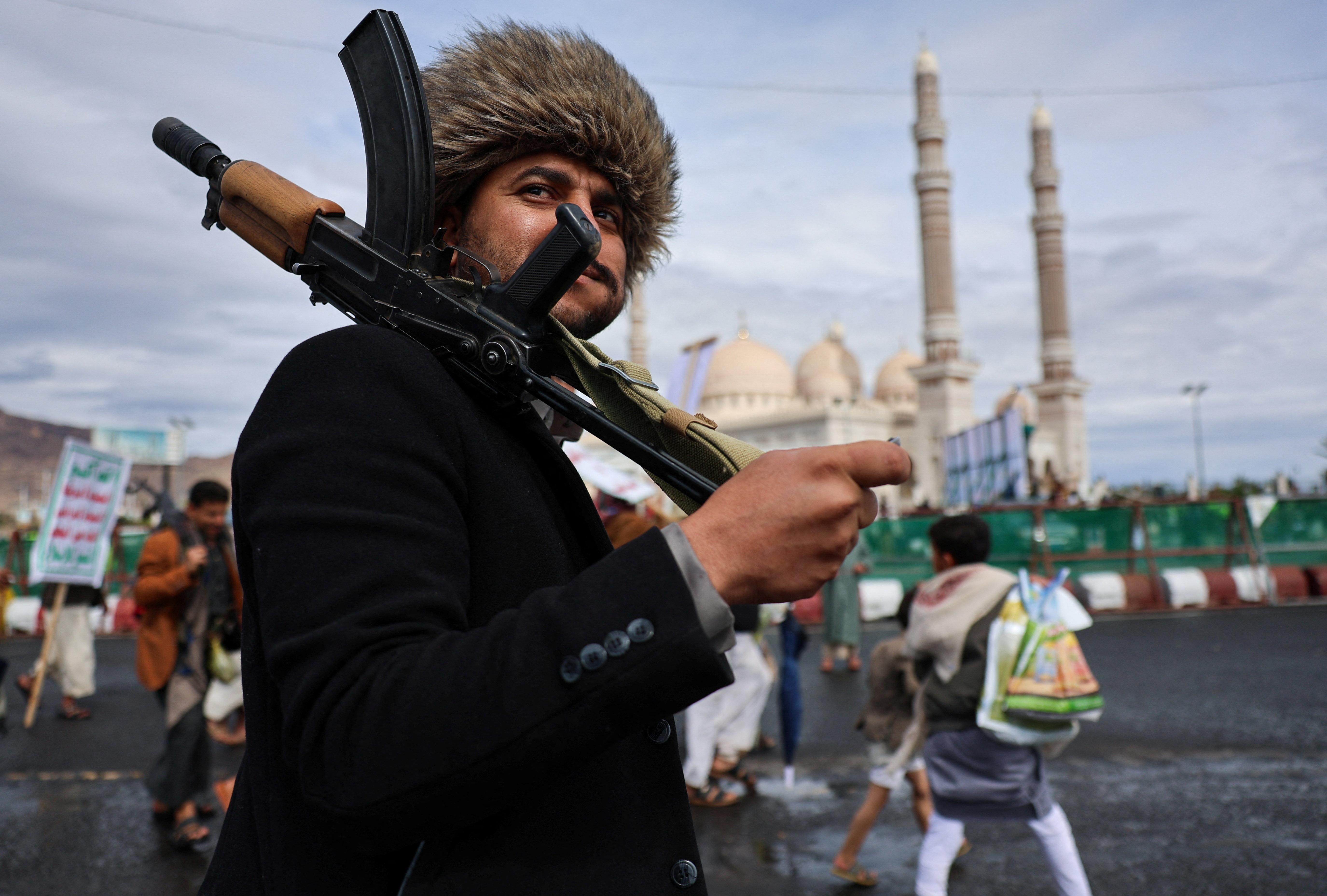 Huthi-Unterstützer in Sanaa