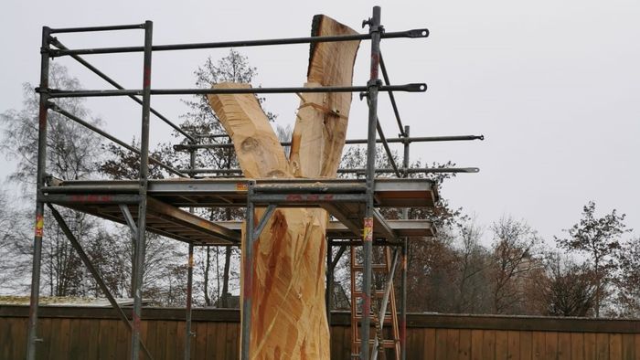 Kunst mit der Kettensäge Engel aus 150 Jahre altem Baum