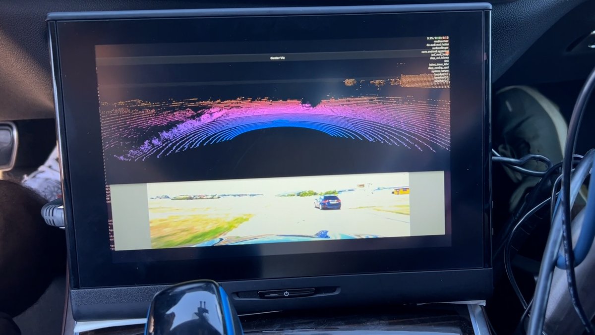 So wie in dieser Live-Visualisierung nehmen die Sensoren das Überholen eines Autos auf. 
