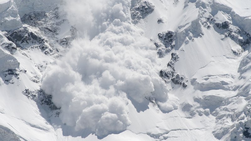 Eine Schneelawine rast einen Berg hinunter