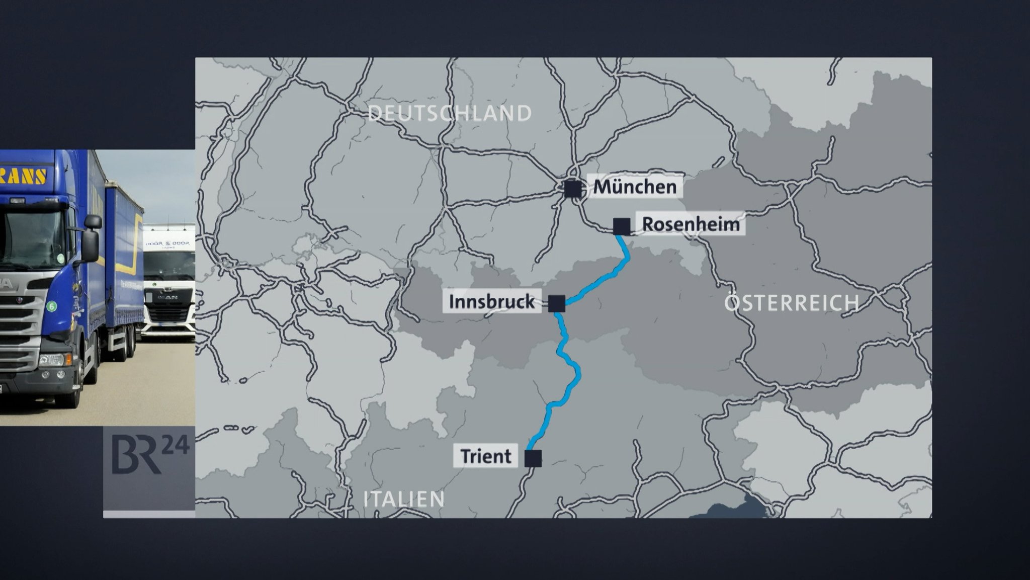 Grafik: Strecke von München nach Tient