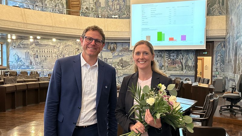 Martin Heilig (Grüne) und Judith Roth-Jörg (CSU) treten in der Stichwahl um das Oberbürgermeisteramt erneut gegeneinander an. | Bild: BR/Christoph Schneider Martin Heilig (Grüne) und Judith Roth-Jörg (CSU) treten in der Stichwahl um das Oberbürgermeisteramt erneut gegeneinander an.