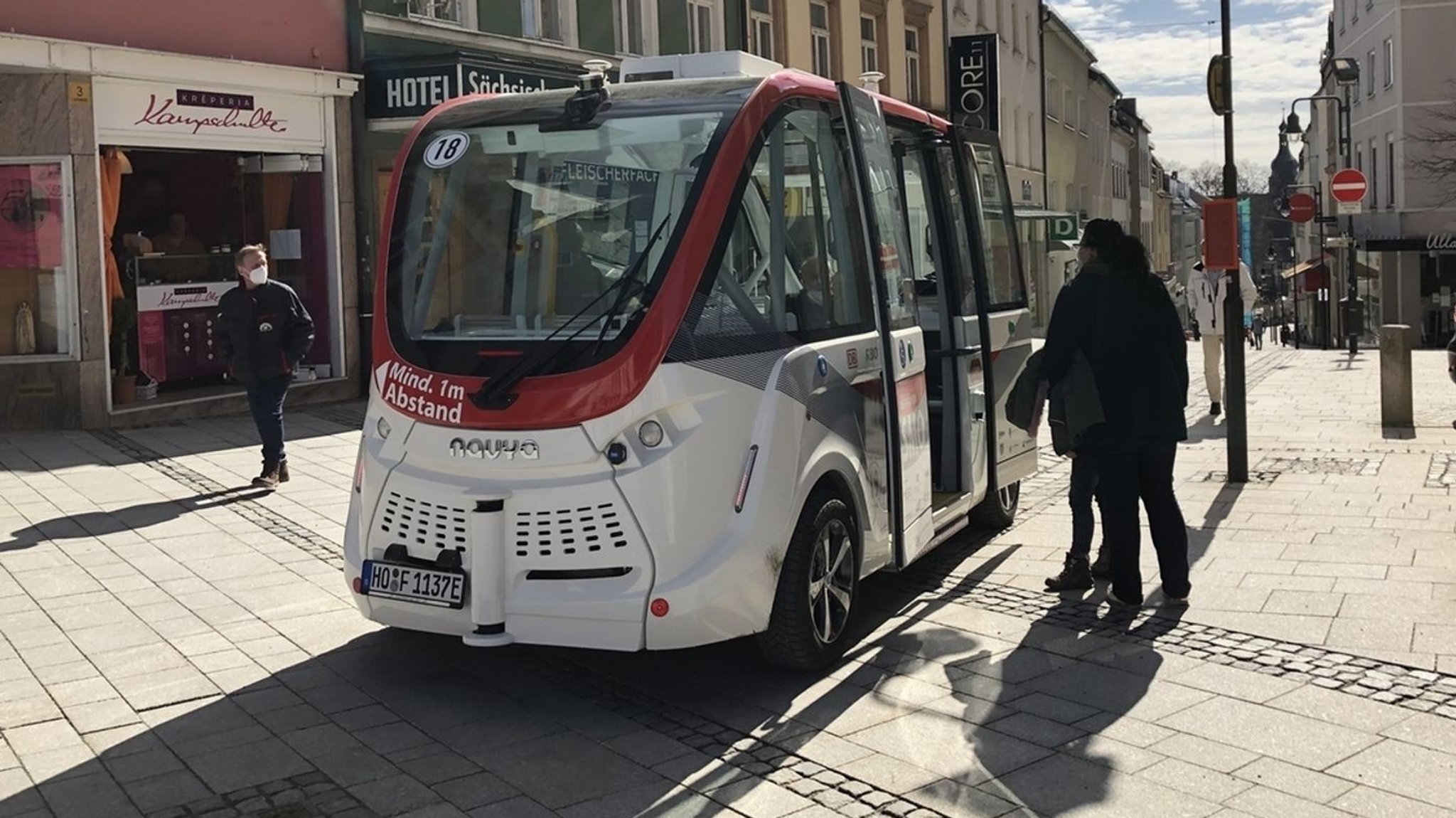 Auch durch die Hofer Innenstadt fuhren die autonom fahrenden Shuttlebusse. 