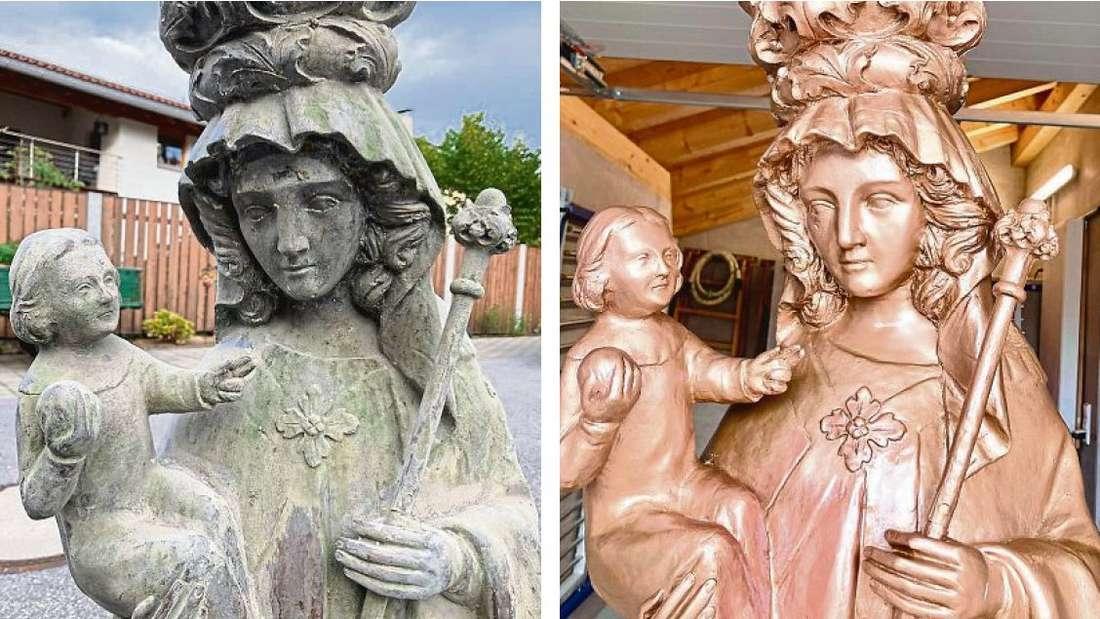Der Grünspan ist weg, die Madonna und das Jesuskindlein erstrahlen wieder in Bronze. 