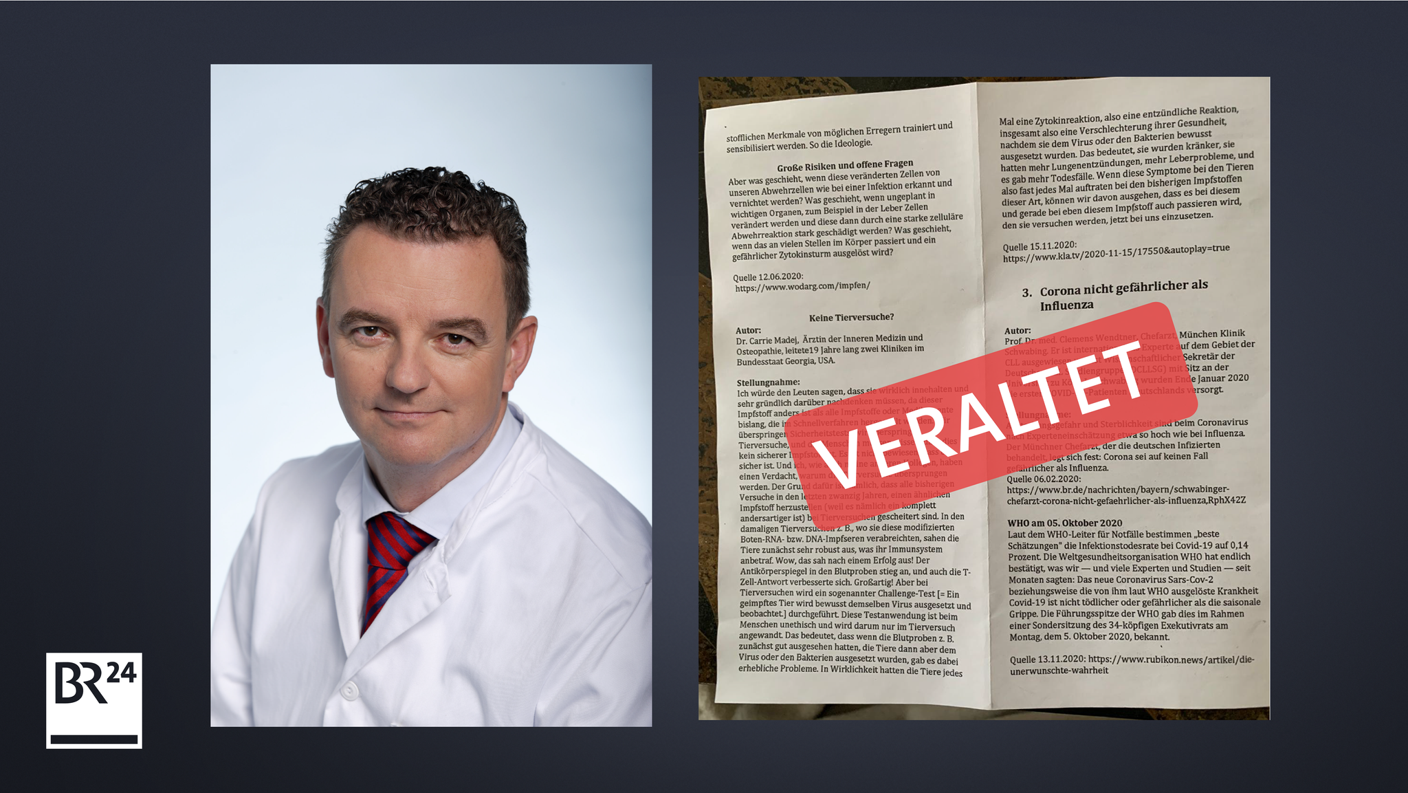 Infektiologe Wendtner und der Flyer, der veraltete Zitate als aktuell verbreitet