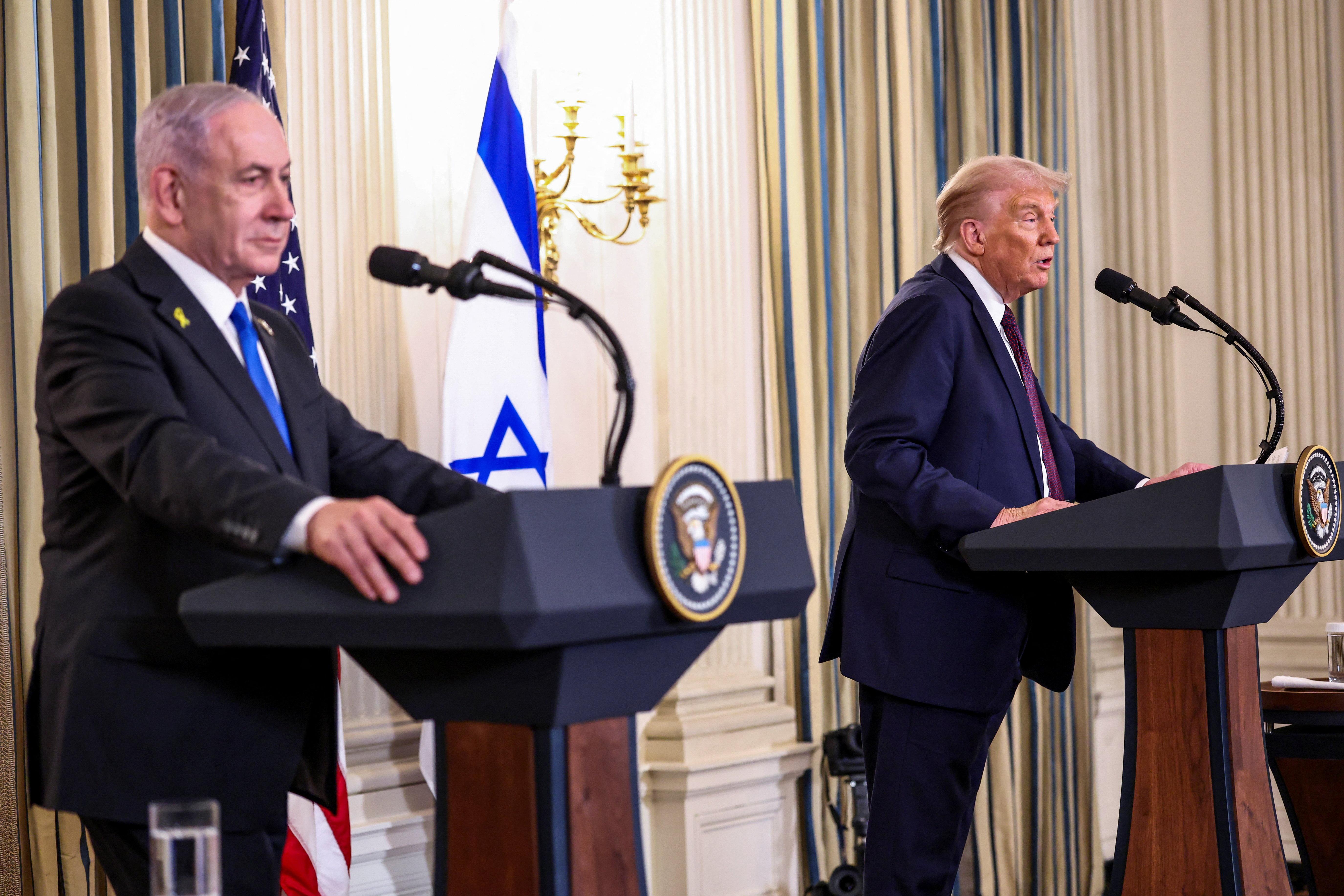 Netanjahu (l.) und Trump bei der Pressekonferenz im Weißen Haus