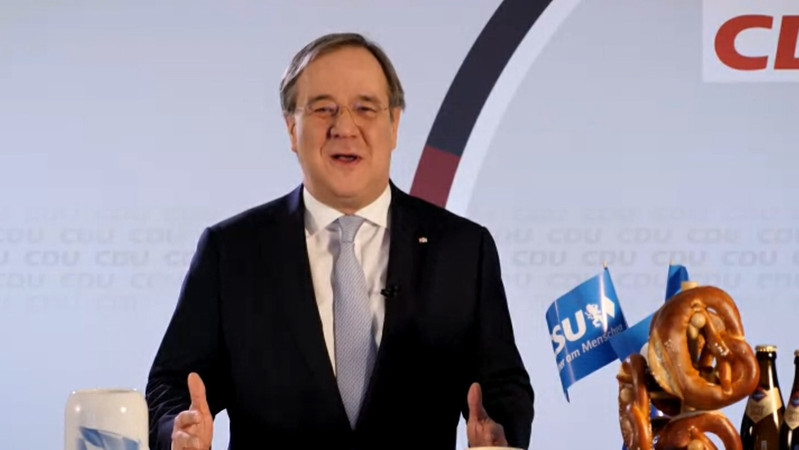 Der frisch gekürte CDU-Vorsitzende Armin Laschet nahm beim politischen Aschermittwoch der CSU per Video-Schalte teil.
