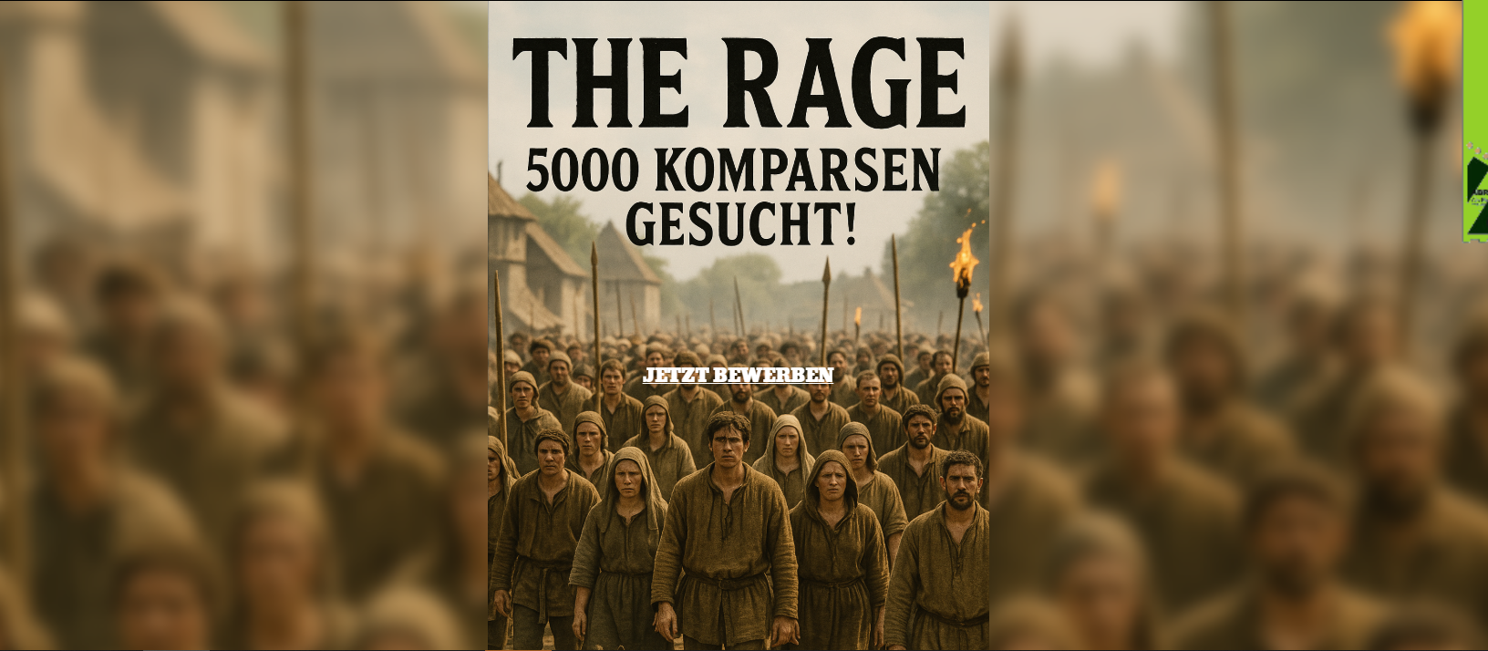 Werbeplakat für dei Komparsensuche zu "The Rage" auf der Webseite von Producer's Friend.