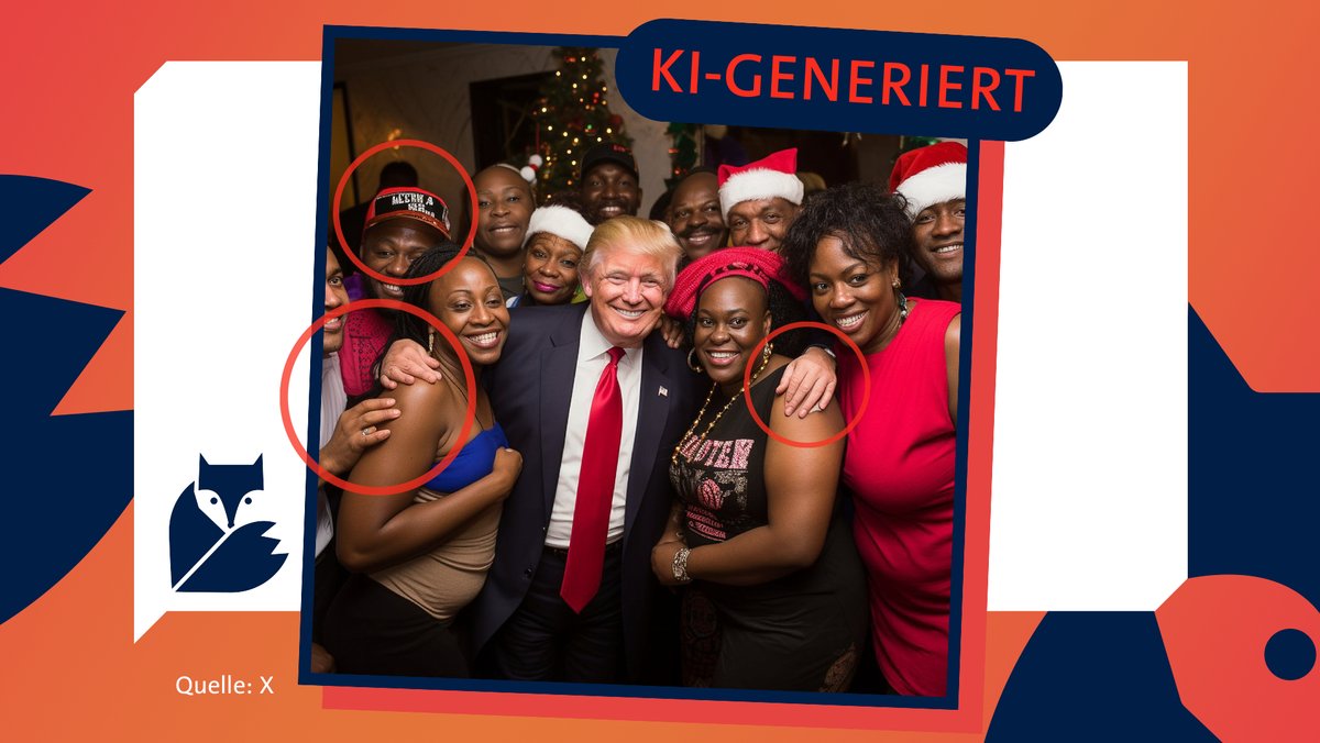 Das Bild, das Donald Trump auf einer Weihnachtsfeier zeigt, ist nicht echt. Es wurde mit KI-generiert.