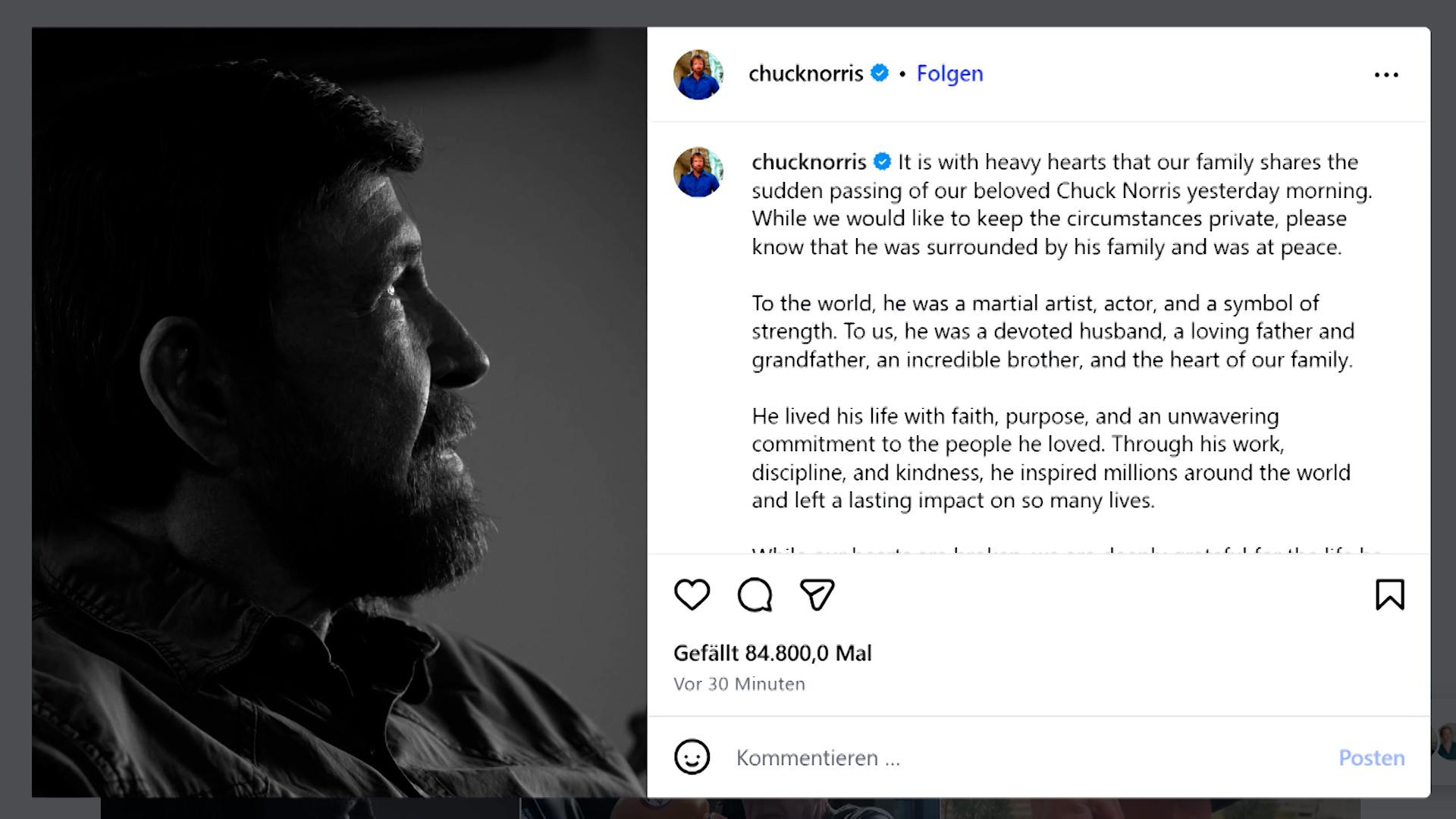 Der US-Schauspieler und Actionstar Chuck Norris ist tot