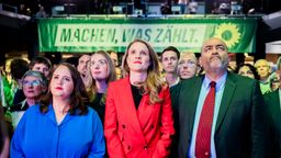 Grünen-Spitze auf Wahlparty | Bild:picture alliance/dpa | Christoph Soeder
