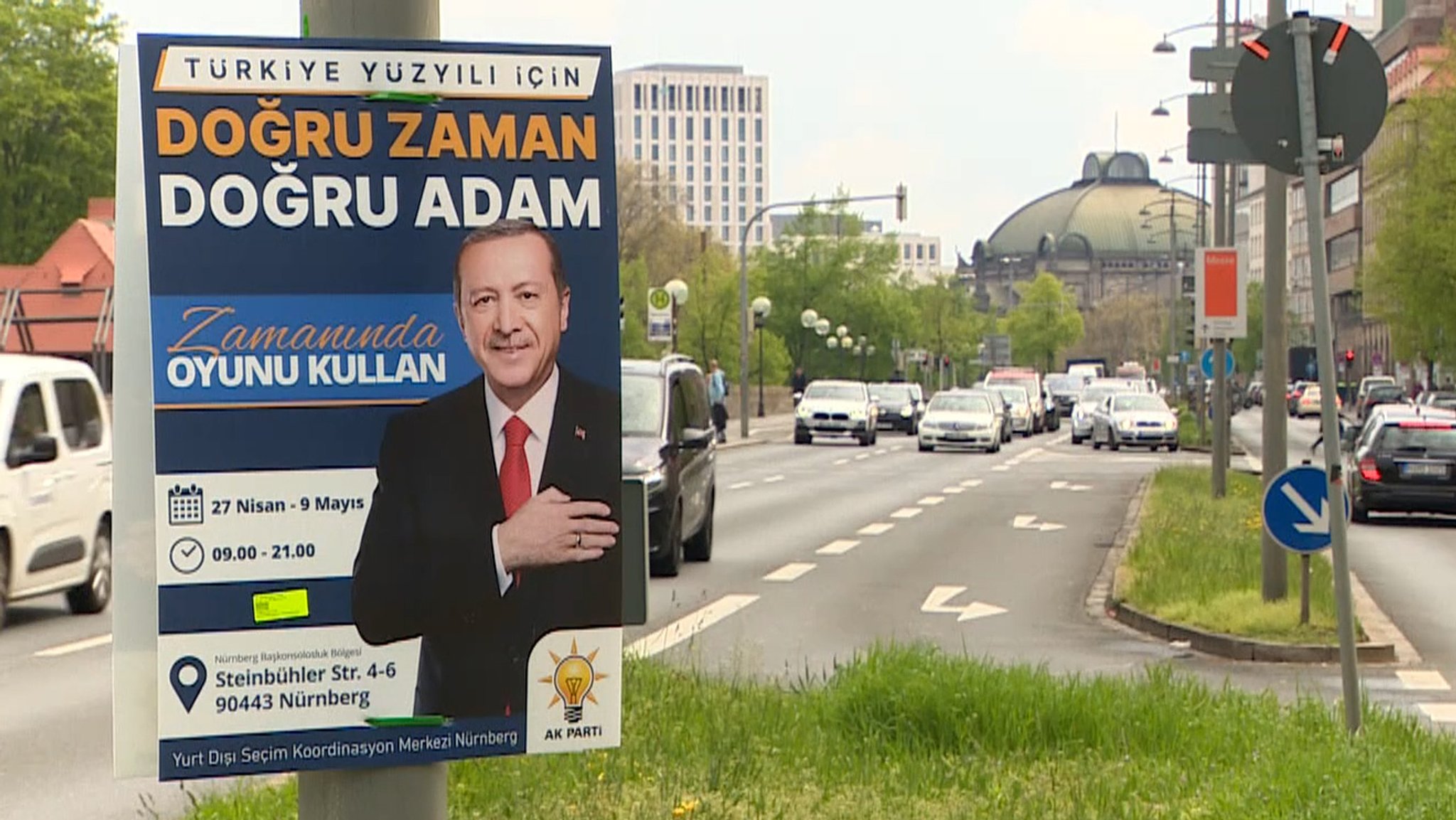 Wahlplakat von Erdogan in Nürnberg.