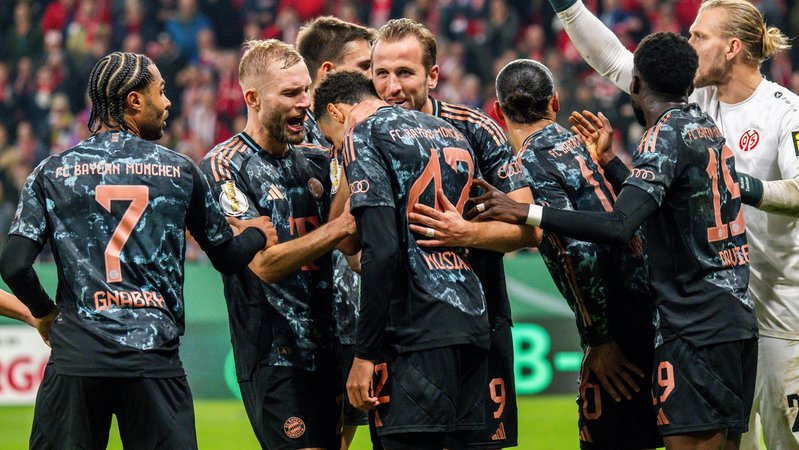 Jamal Musiala beim Jubel in Mainz | Bild: picture-alliance/dpa Jamal Musiala beim Jubel in Mainz