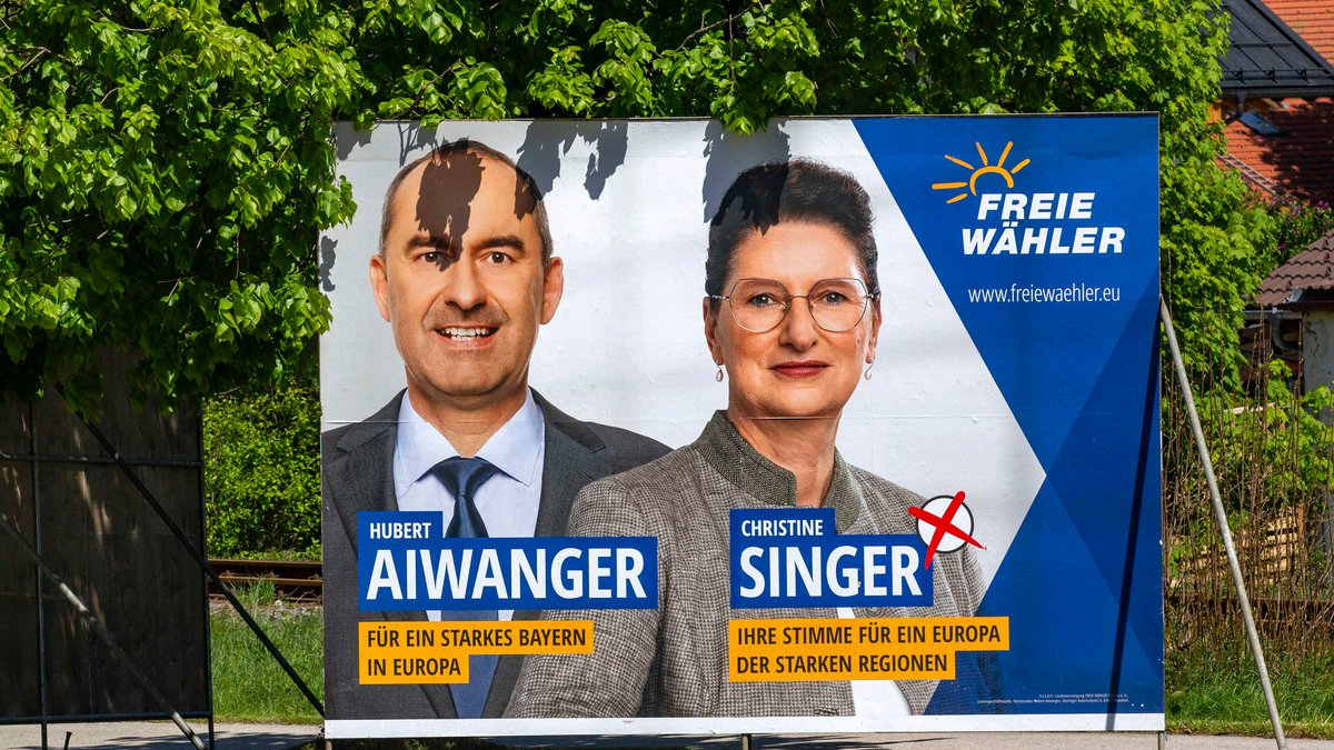 Wahlplakat Freie Wähler: Hubert Aiwanger und Christine Singer