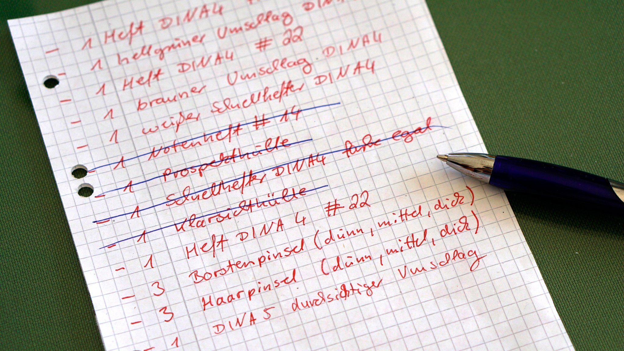Einkaufsliste zum Schulstart (Symbolbild)