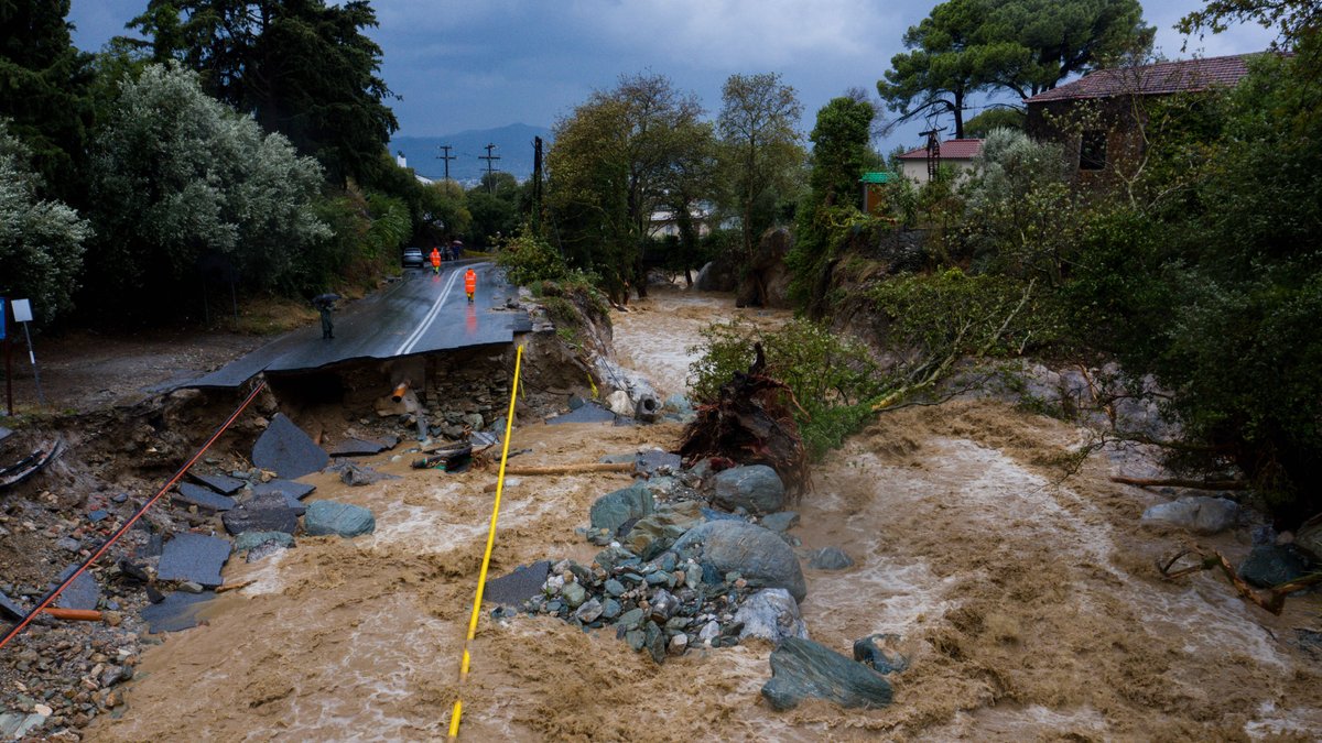 Die Stadt Volos in Griechenland in der Region Thessalien ist besonders schwer von den Überschwemmungen betroffen.
