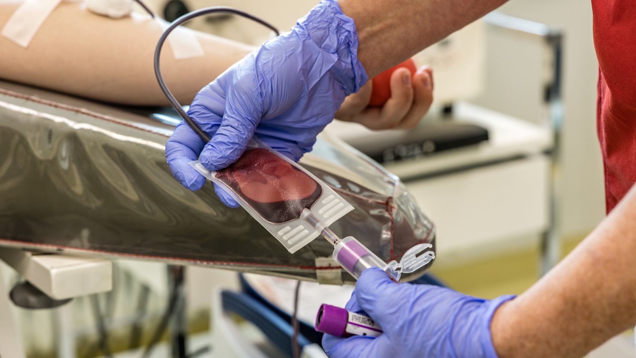 Blut wird für einen Test von einer Blutspende abgenommen. | Bild: picture alliance/dpa | Frank Hammerschmidt Blut wird für einen Test von einer Blutspende abgenommen.