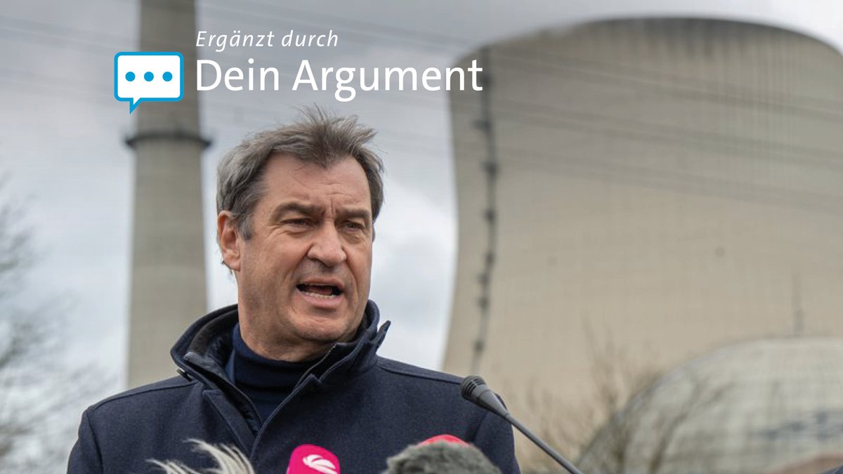Archivbild: Der bayerische Ministerpräsident Markus Söder (CSU) spricht vor dem mittlerweile stillgelegten Atomkraftwerk Isar 2.