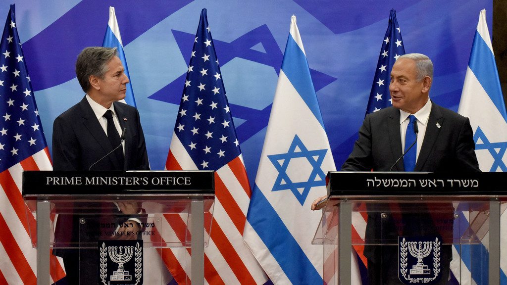 US-Außenminister Blinken (l.) mit dem israelischen Regierungschef Benjamin Netanjahu