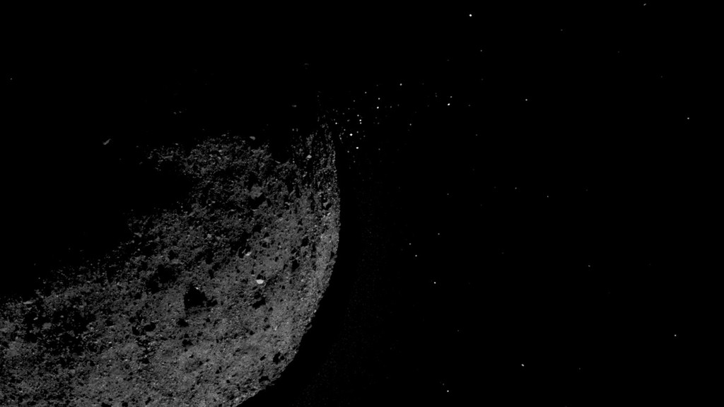 Asteroid Bennu stößt einen Partikelstrom aus. Diese Aufnahme machte die Asteroidensonde Osiris-Rex am 19. Januar 2019 - und fotografierte damit erstmalig einen Asteroiden, der Partikel ausstößt.