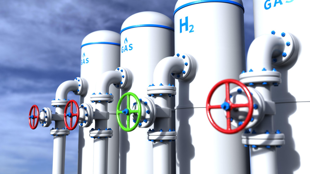 Wasserstoffspeicher mit Ablassrohr und Verschlussspindel