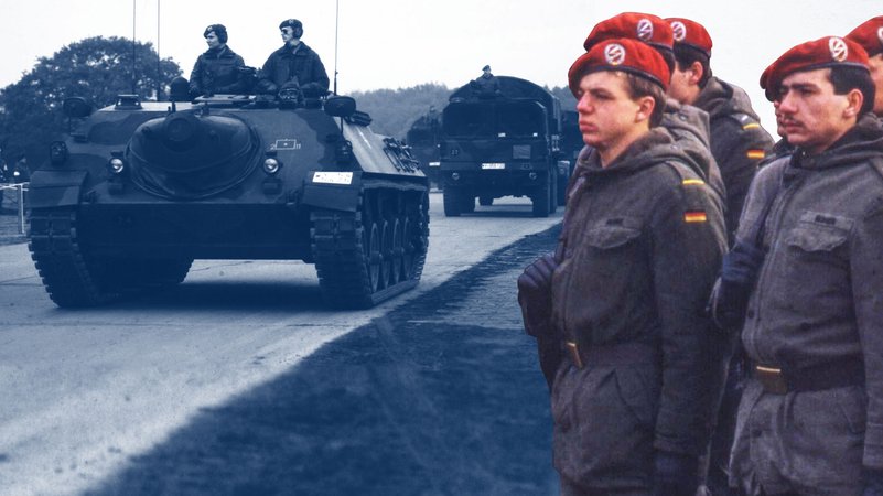 Ein Panzer mit Soldaten | Bild: picture alliance / imageBROKER | Klaus Rose, Montage BR Ein Panzer mit Soldaten