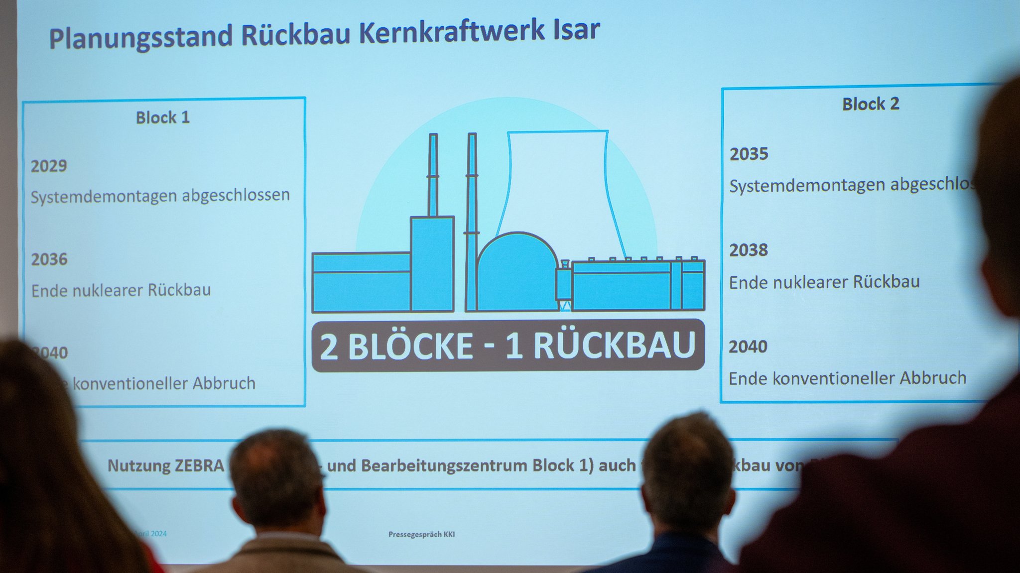 Grafik einer Infoveranstaltung zum Rückbau der stillgelegten Kernkraftwerke Isar 1 und 2 bei Landshut.