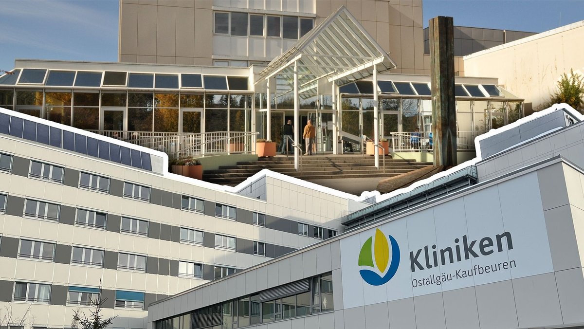 Eine Fotomontage zeigt oben das Krankenhaus in Schongau und unten das Klinikum in Kaufbeuren