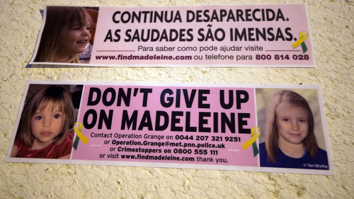 Mit Plakaten wird nach Madeleine McCann gesucht.