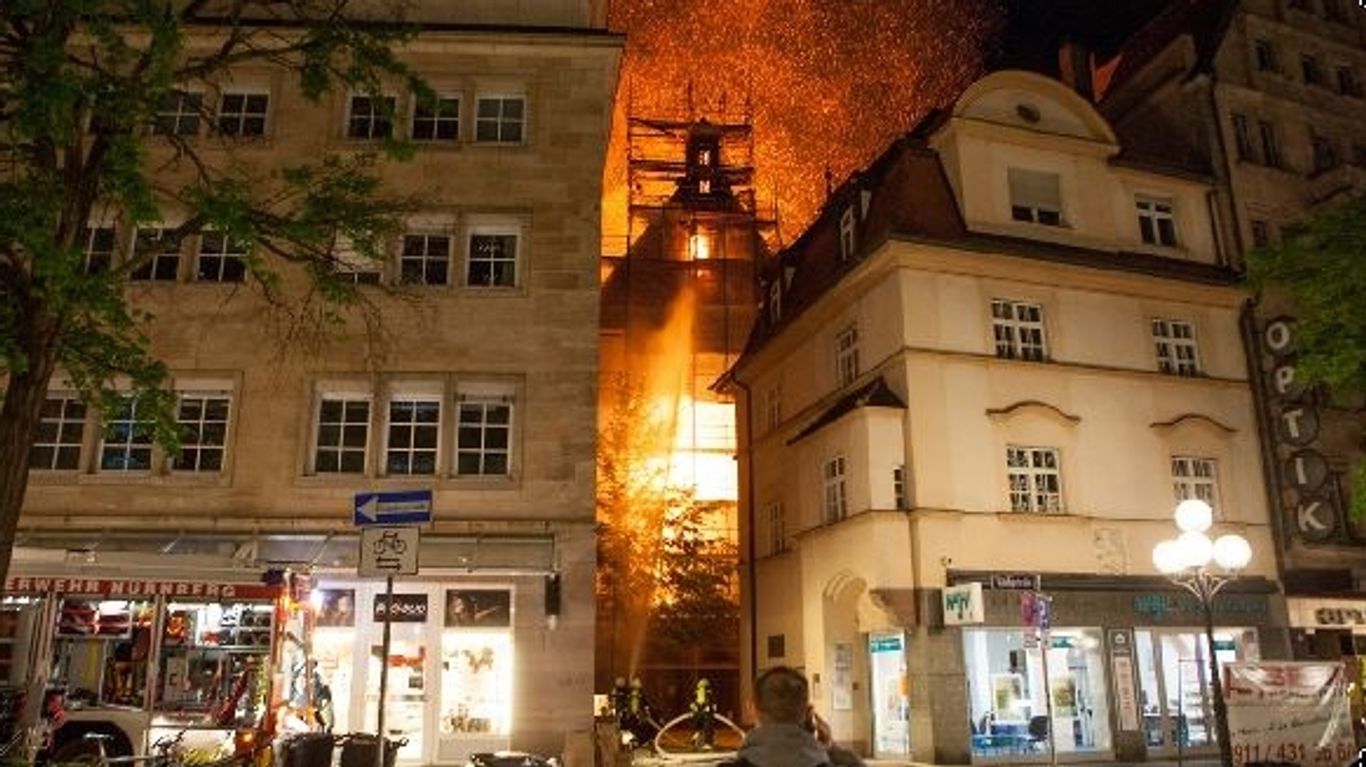 Feuer in der Nürnberger Altstadt.