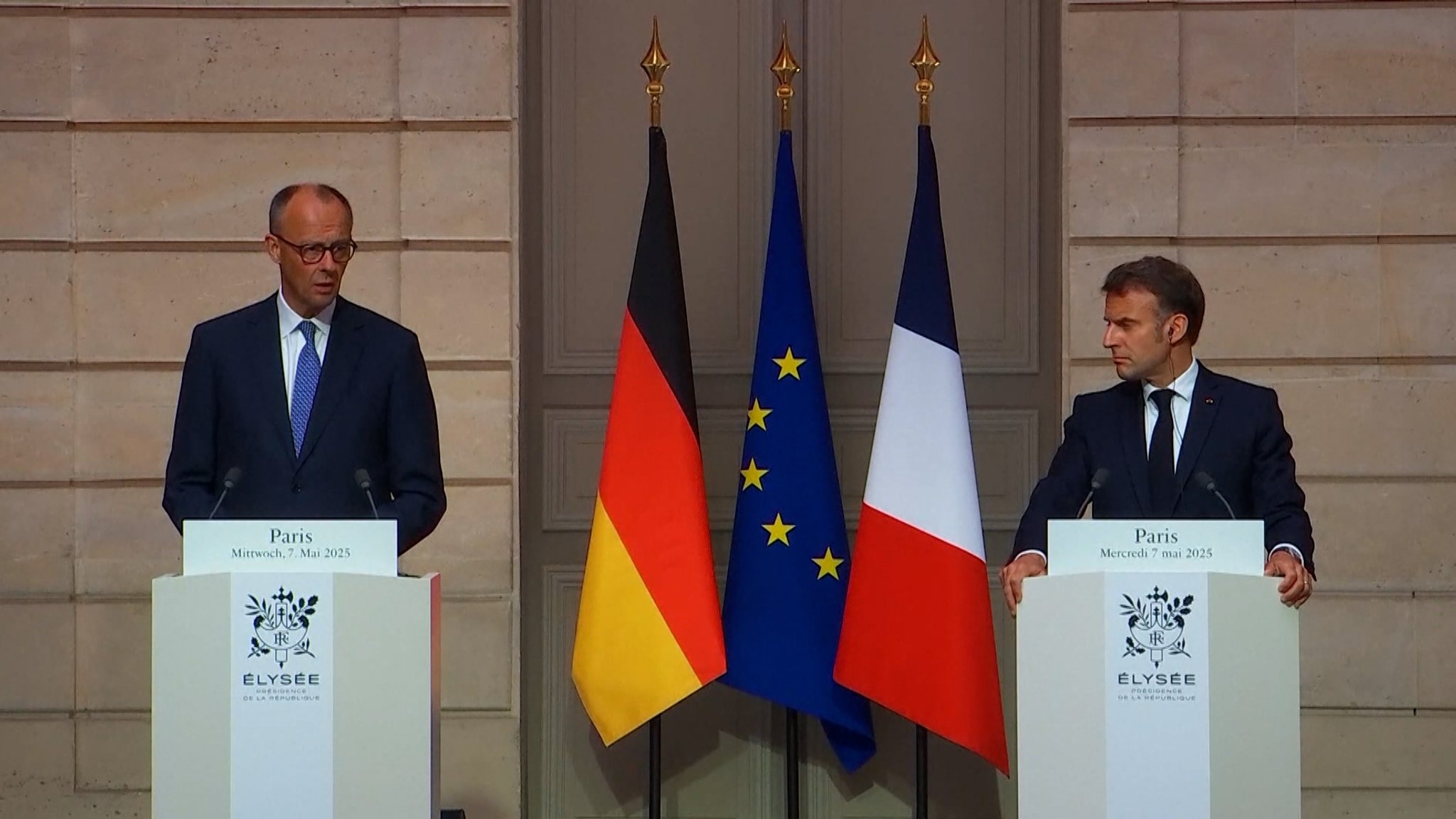 Friedrich Merz und Emmanuel Macron in Paris