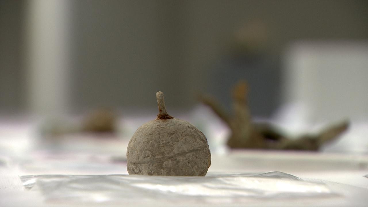 Stück aus den Römerfunden im Augsburger Stadtteil Oberhausen. 