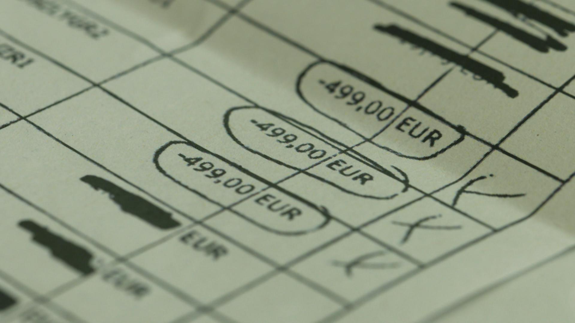 Ausschnitt eines Kontoauszuges