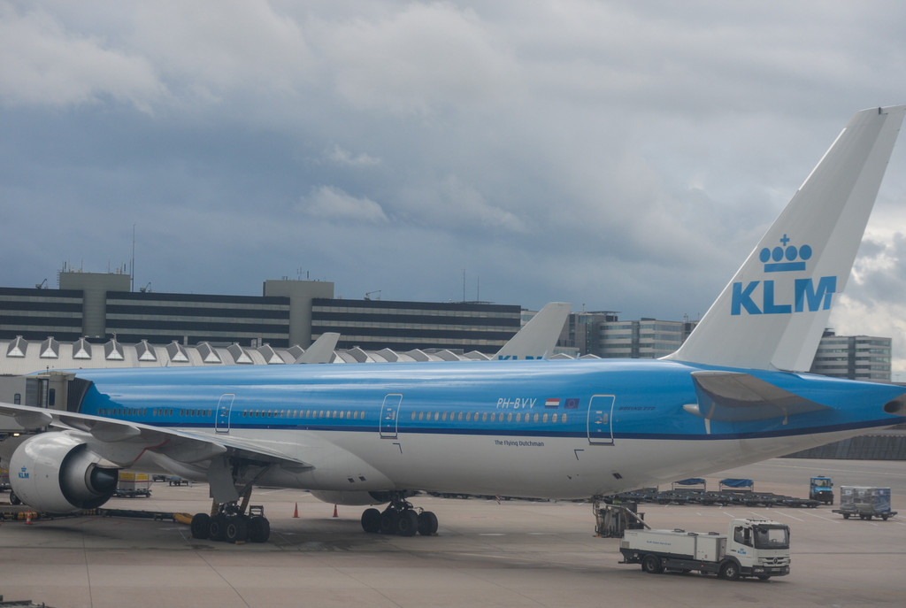 KLM plane at Amsterdam Airport Schiphol. 