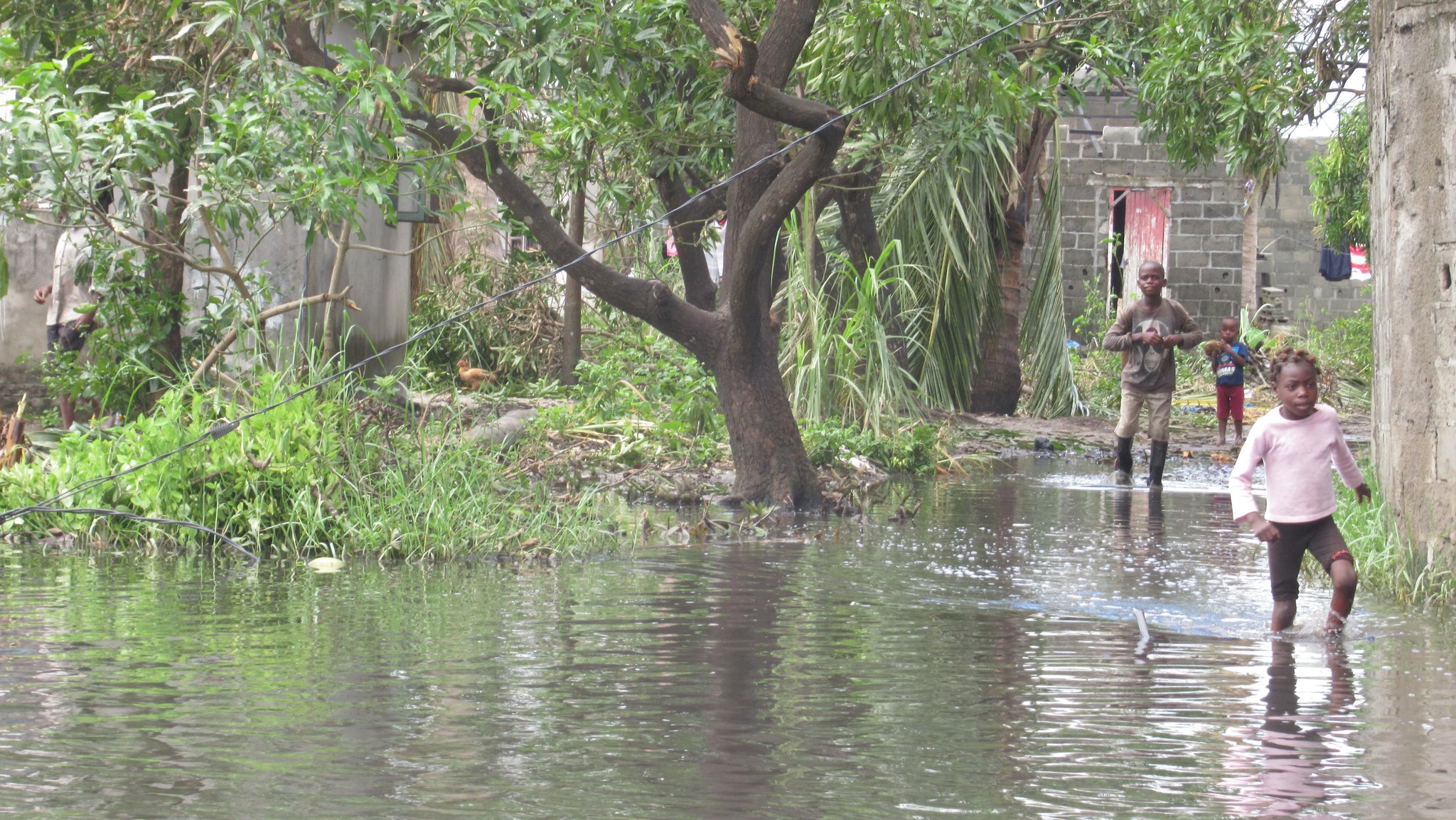 Kinder waten durch Wasser | Bild: picture alliance/Kate Bartlett/dpa Kinder waten durch Wasser