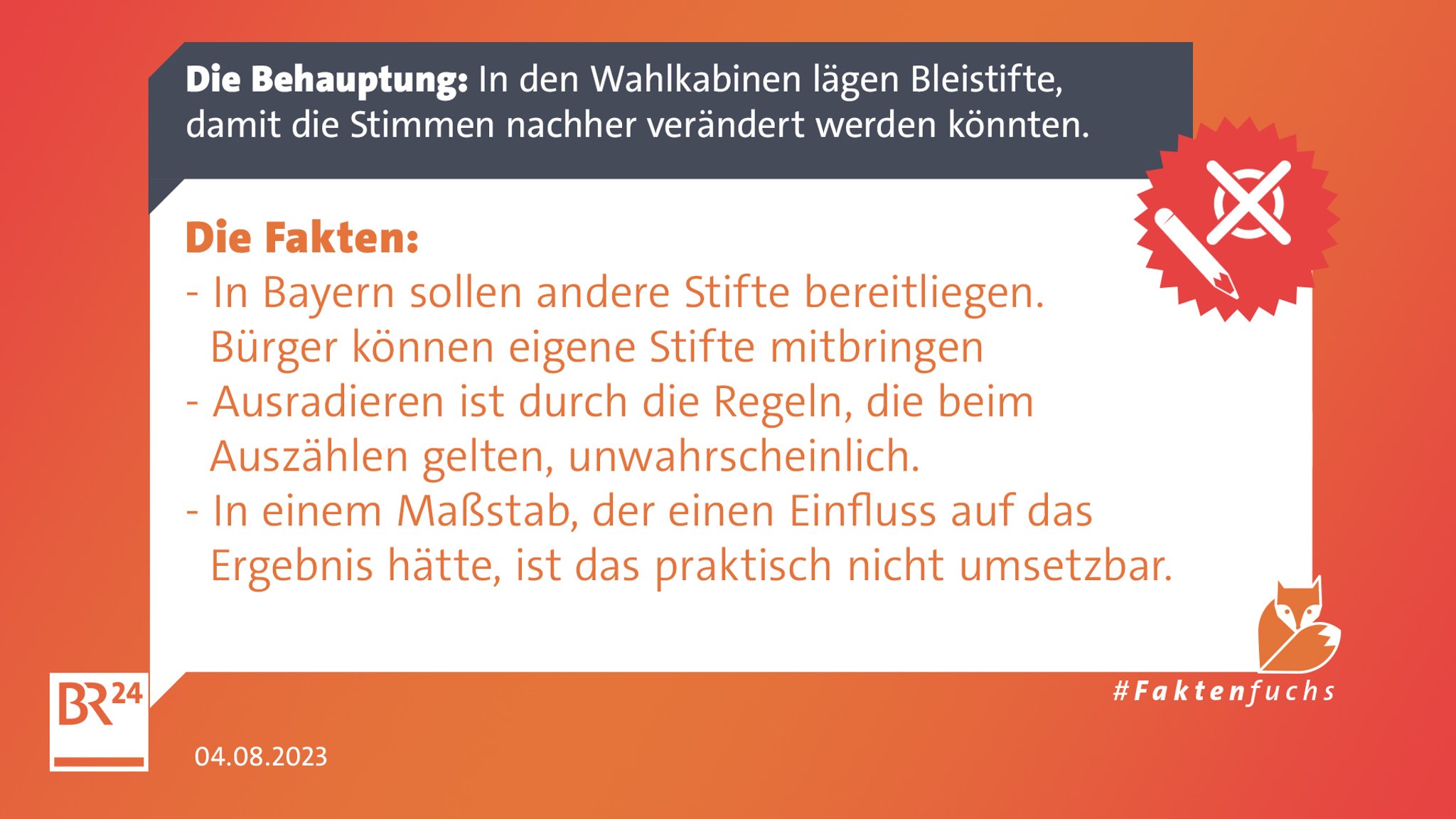 Bleistifte sind in Wahlkabinen zulässig.