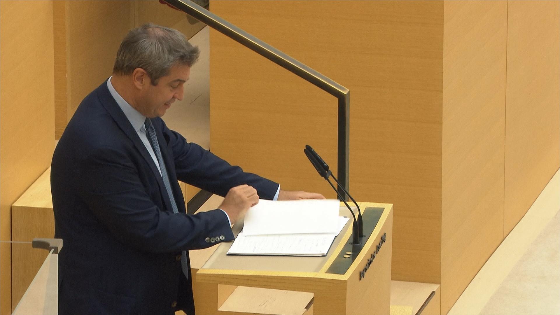 Bayerns Ministerpräsident Söder bei seiner Regierungserklärung