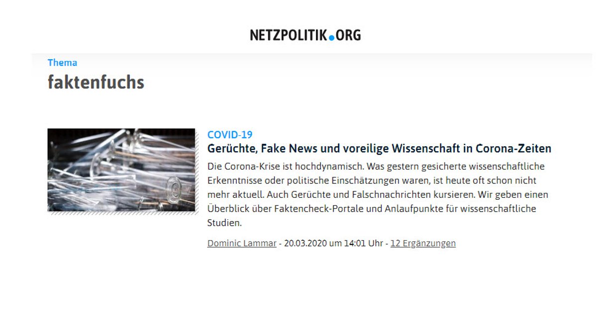 Netzpolitik.org spricht über den #Faktenfuchs