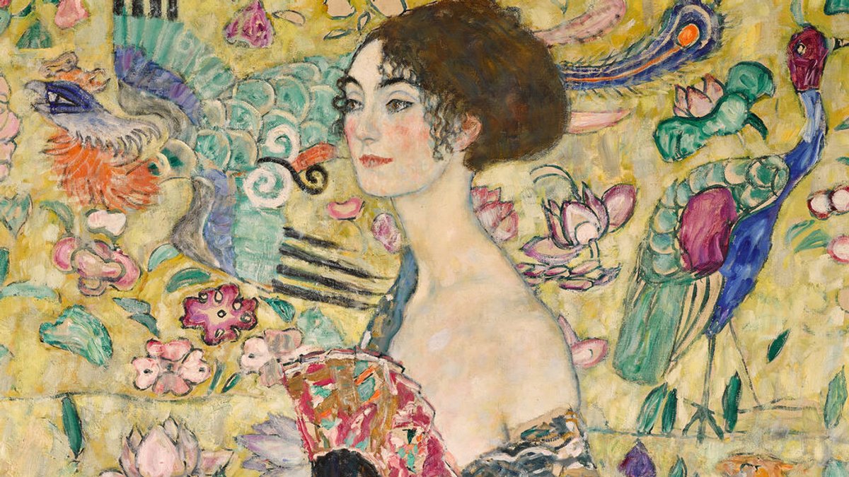 Das Gemälde "Dame mit Fächer" von Gustav Klimt (1917/18)