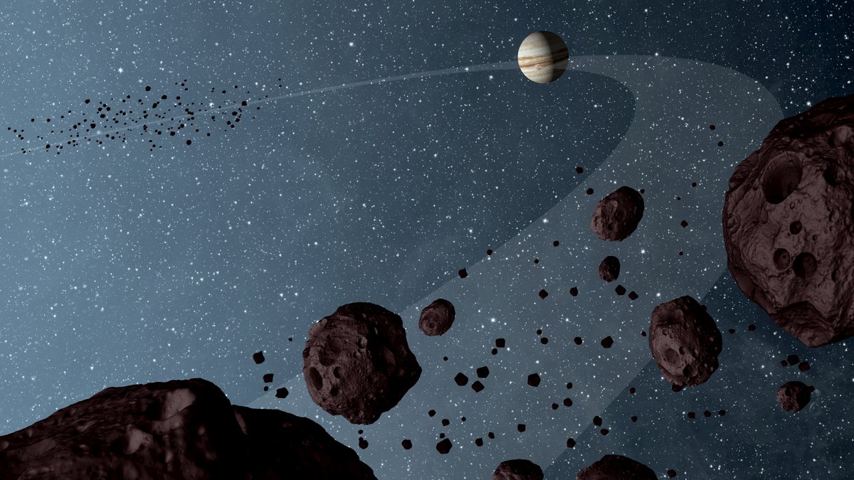 Asteroiden auf der gleichen Umlaufbahn wie Jupiter (Illustration).