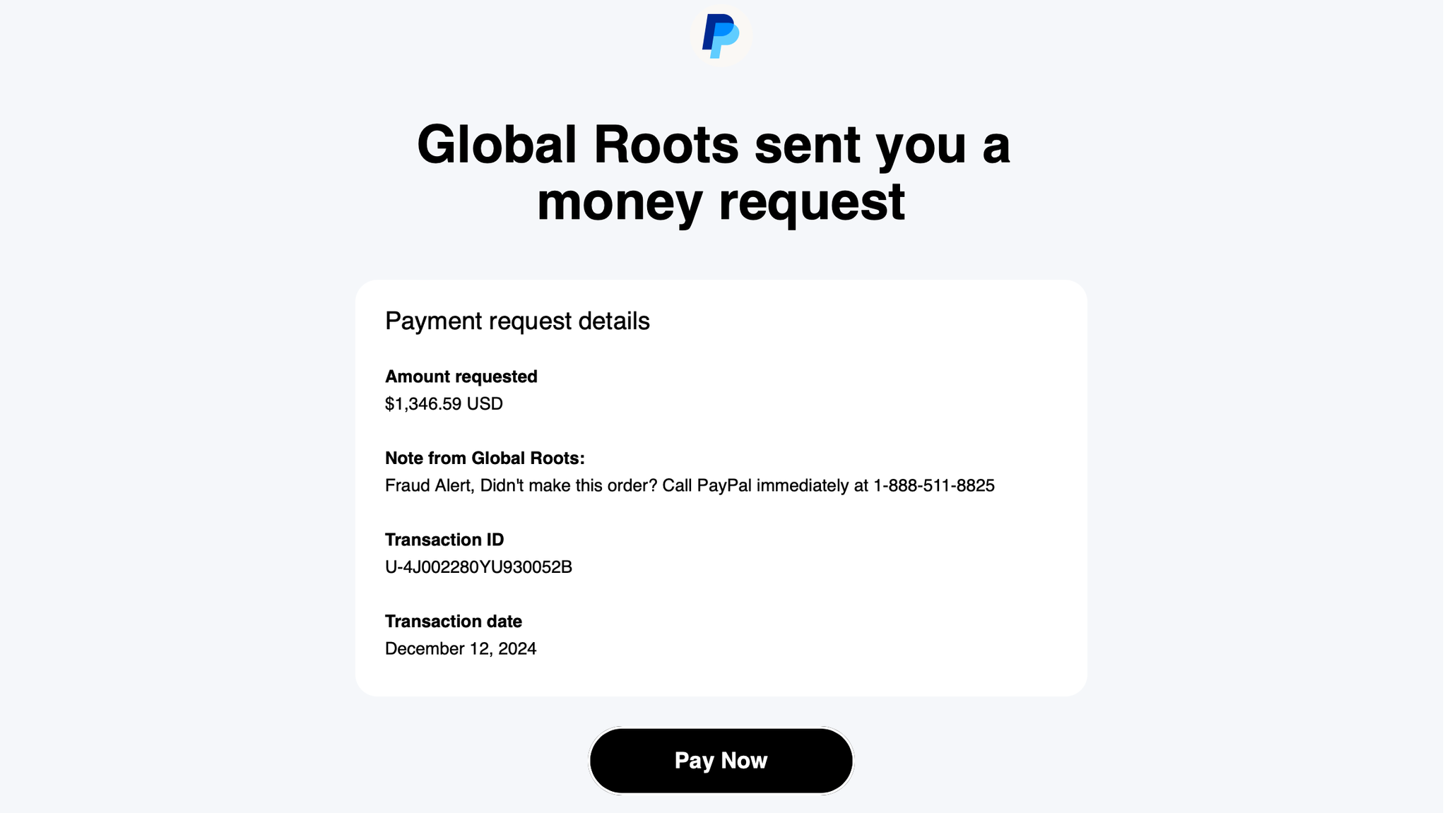 Screenshot einer Betrugsmail mit dem Betreff "You've got a money request"